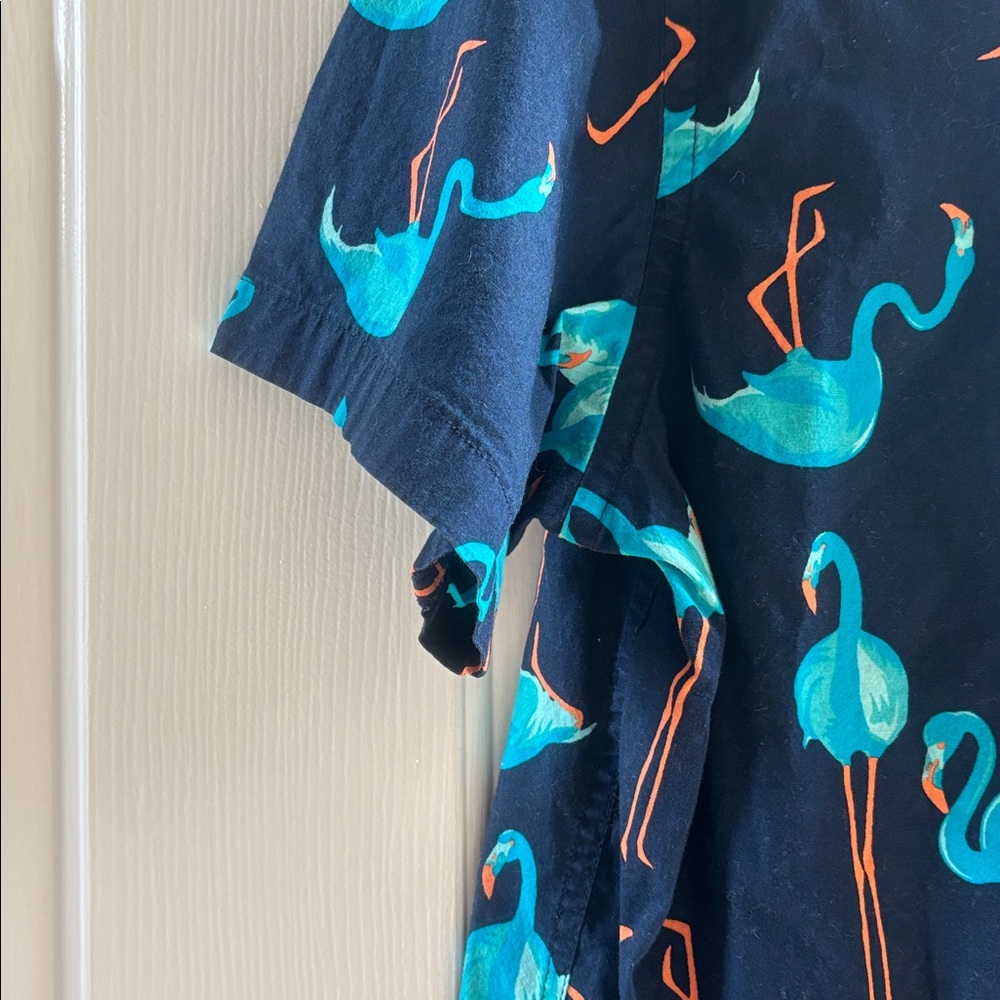 Old Navy Dark Blue Flamingo Print Shirt - Picture 4 of 5